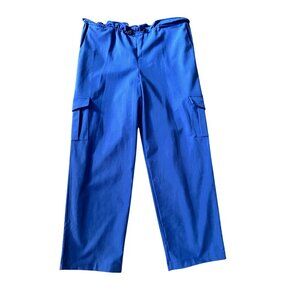 Royal Blue Drawstring Waist Cargo Pants Pockets Large Secret Charm LA/NY Wide Le